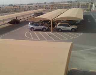 down support cantilever car parking shades